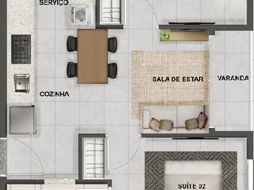2 quartos - coluna 6