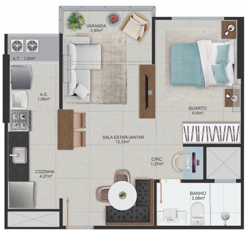 03 sul - quarto e sala