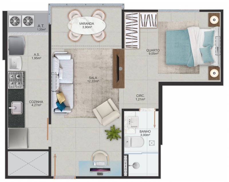 04 sul - quarto e sala